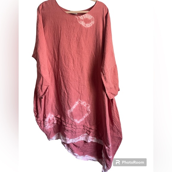 Vintage Dresses & Skirts - KL Playwear asymmetrical pink linen dress